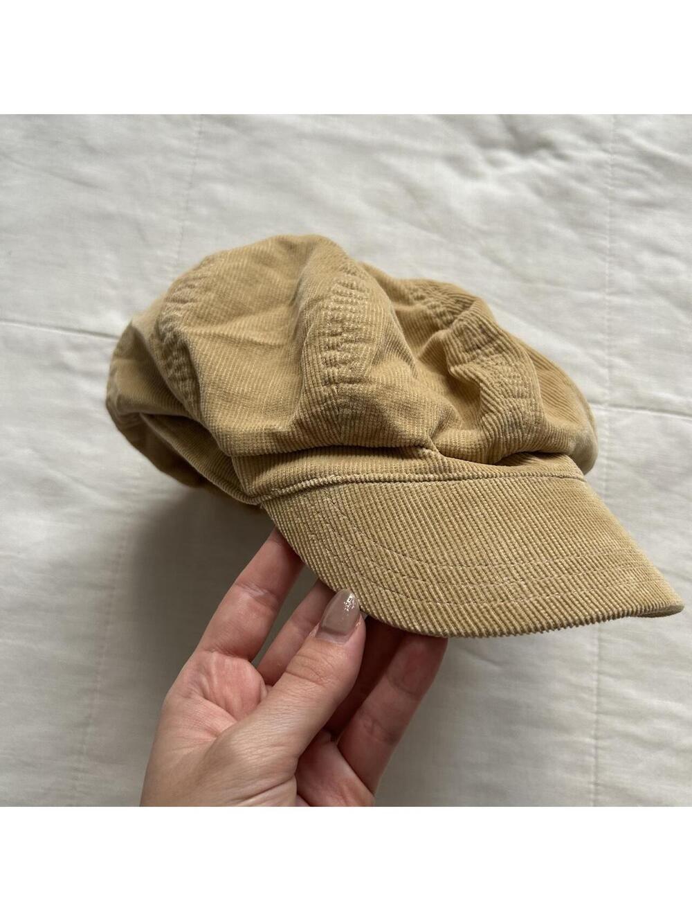 Vintage Corduroy Newsboy Cap Paneled Curved Brim One Size